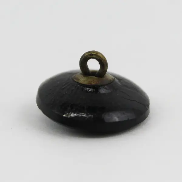 Antique Victorian Black Glass Roman Woman Cameo Picture Button 5/8" FLAWED