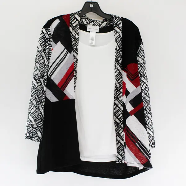 Alfred Dunner Faux Layered Top Blouse/Tank Top W/ Necklace Women's Size L