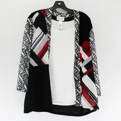 Alfred Dunner Faux Layered Top Blouse/Tank Top W/ Necklace Women's Size L
