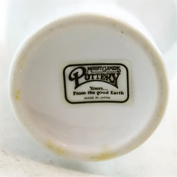 1996 Vintage Mount Clemens Pottery Japan Christmas Vase 6" White Holly Red Bow