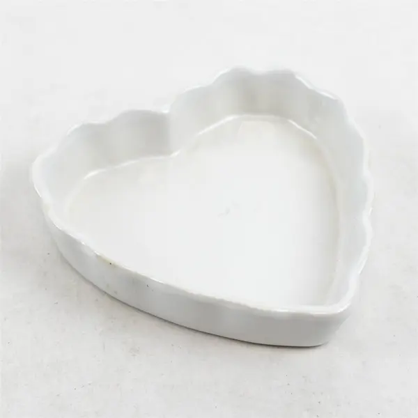 Lot of 2 Bonjour White Ceramic Heart-Shaped Baking Dishes Bakeware