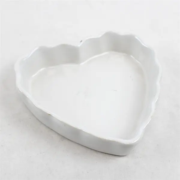 Lot of 2 Bonjour White Ceramic Heart-Shaped Baking Dishes Bakeware