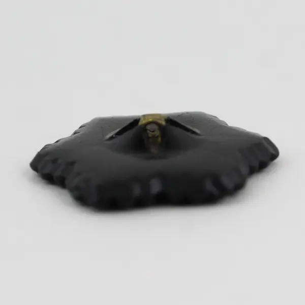 Antique Victorian Black Glass Faceted Flower Design Button 1-1/4"