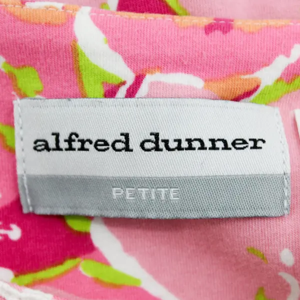 Alfred Dunner Pink/Green  Floral Quarter Length Sleeves Blouse Women's Size PL