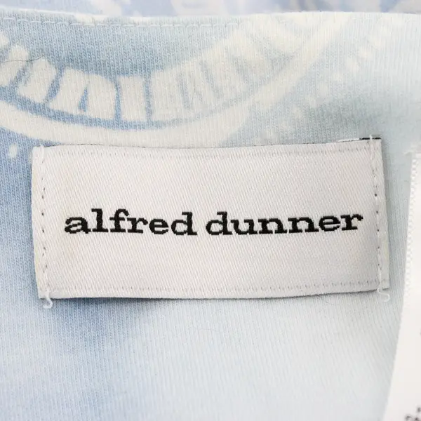 Alfred Dunner Blue/Yellow Geometric Quarter Length Sleeves Blouse Women's Size M