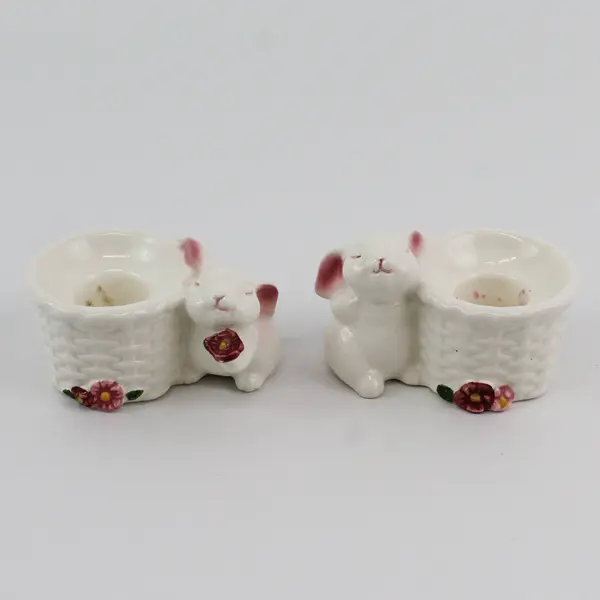 Vintage 1983 Avon Set of 2 Bunny Taper Candle Holders