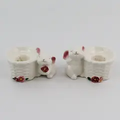 Vintage 1983 Avon Set of 2 Bunny Taper Candle Holders