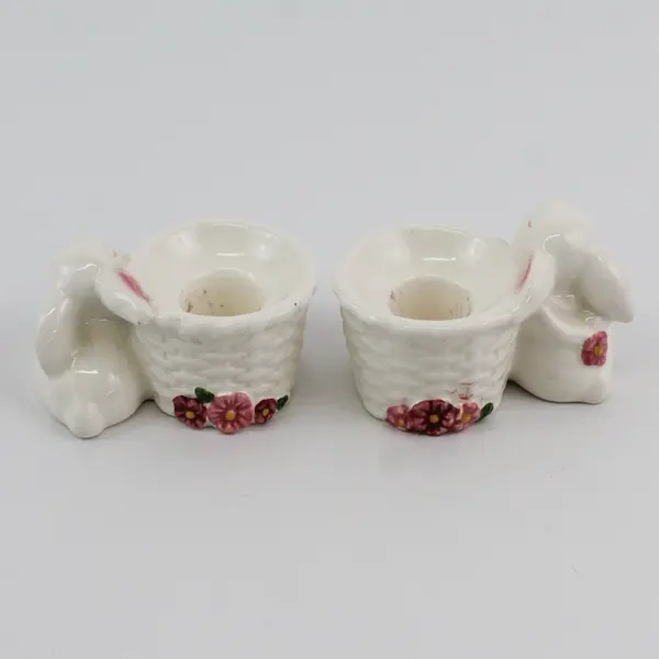 Vintage 1983 Avon Set of 2 Bunny Taper Candle Holders
