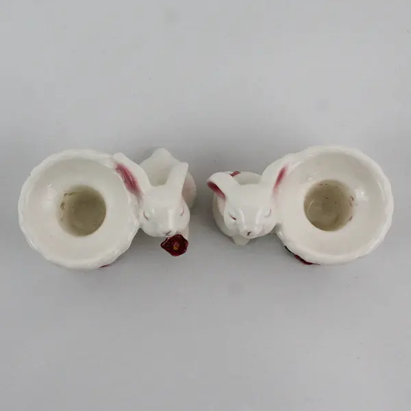 Vintage 1983 Avon Set of 2 Bunny Taper Candle Holders