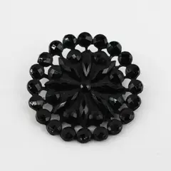 Antique Victorian Black Glass Faceted Design Button 1-1/2"