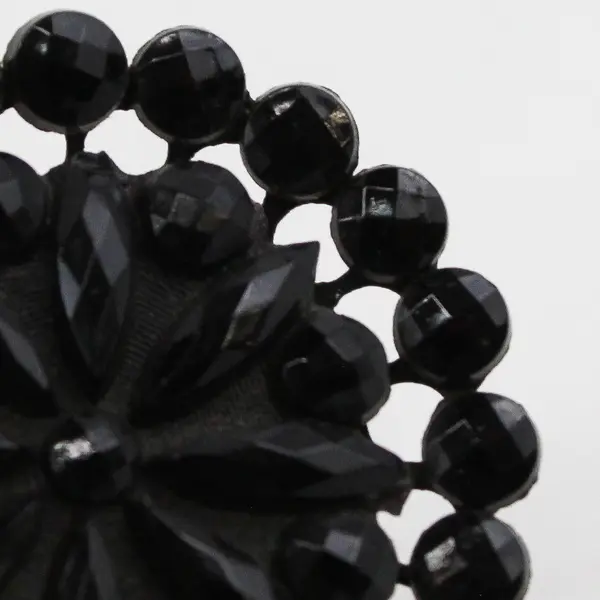 Antique Victorian Black Glass Faceted Design Button 1-1/2"