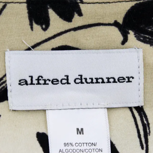 Alfred Dunner Black/Beige Floral Quarter Length Sleeves Blouse Women's Size M
