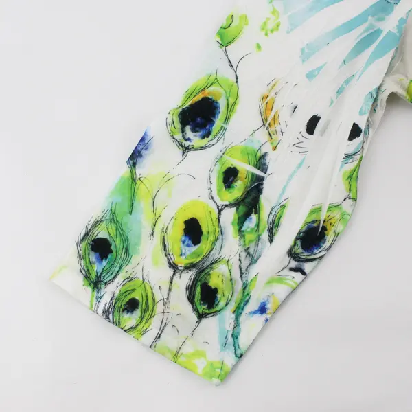 Coldwater Creek Peacock Feather Quarter Length Sleeves Blouse Women's Size 1X