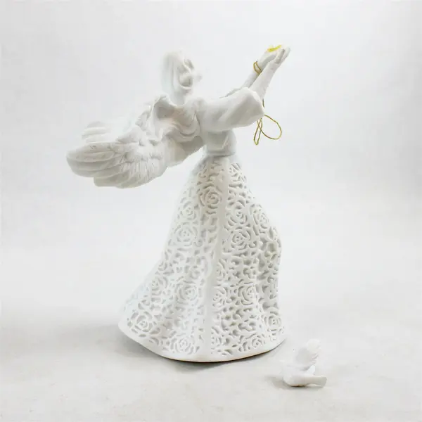 Roman Inc Lace Illusions White Bisque Porcelain Angel Figurine - Dove Detached