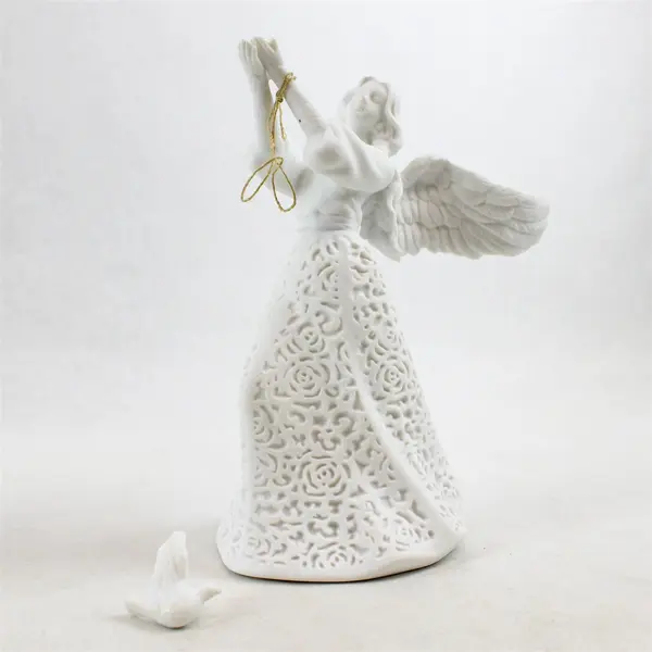 Roman Inc Lace Illusions White Bisque Porcelain Angel Figurine - Dove Detached