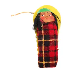 Small Vintage Native American Skookum Doll in Blanket, 3.8" Tall 
