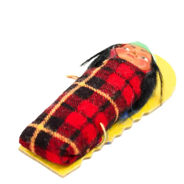 Small Vintage Native American Skookum Doll in Blanket, 3.8" Tall 