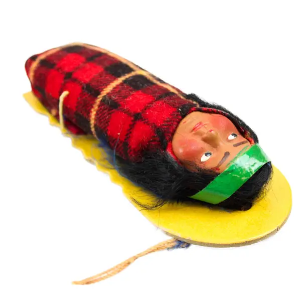 Small Vintage Native American Skookum Doll in Blanket, 3.8" Tall 