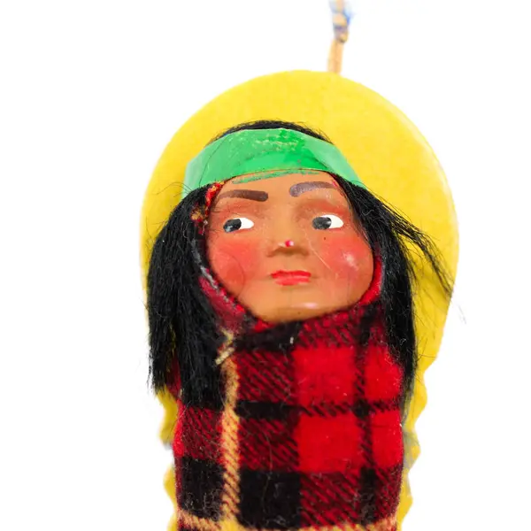Small Vintage Native American Skookum Doll in Blanket, 3.8" Tall 