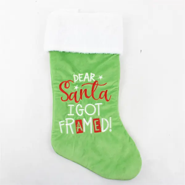 Light Green Christmas Stocking "Dear Santa I Got Framed"