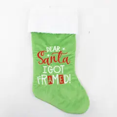 Light Green Christmas Stocking "Dear Santa I Got Framed"