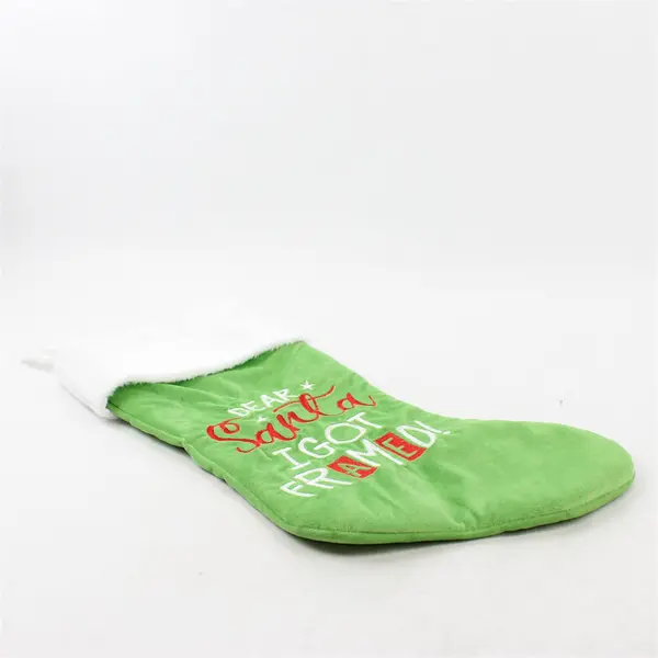 Light Green Christmas Stocking "Dear Santa I Got Framed"