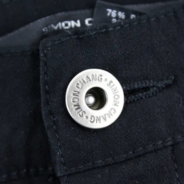 Simon Chang Denim Solid Black Color High Waisted Loose Fit Pants Women's Size 14