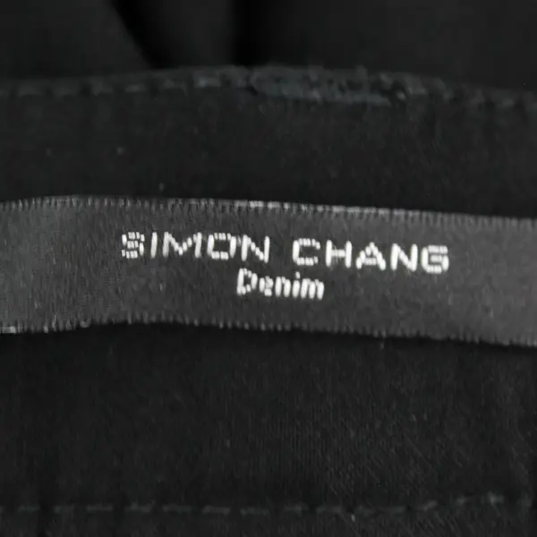 Simon Chang Denim Solid Black Color High Waisted Loose Fit Pants Women's Size 14