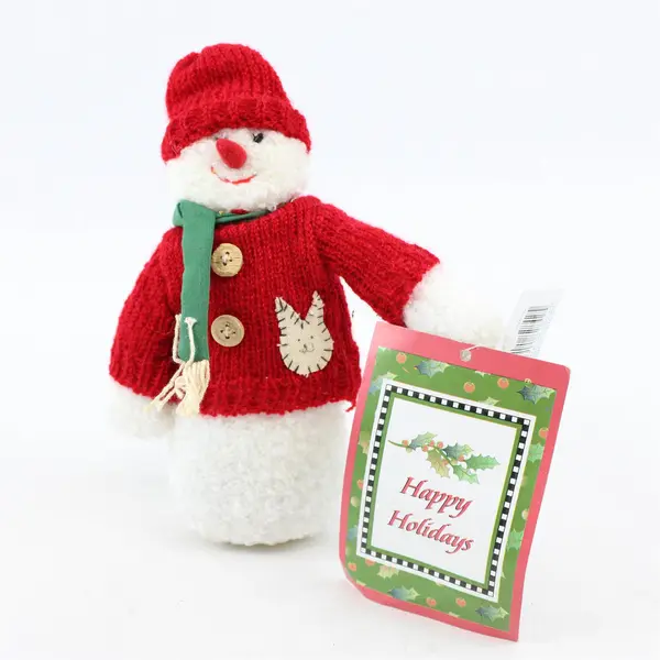 World Bazaars Snowman Figurine Red Sweater 7in Holiday Collectible - New