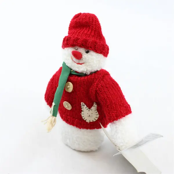 World Bazaars Snowman Figurine Red Sweater 7in Holiday Collectible - New