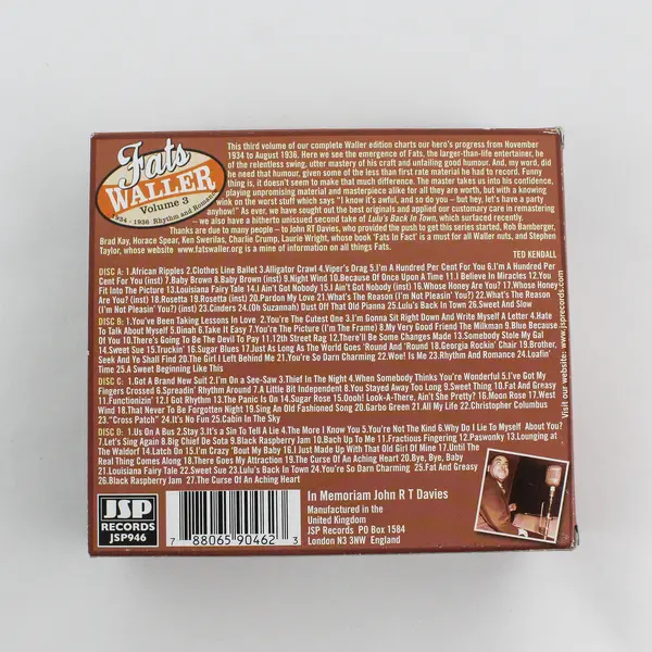 Fats Waller The Complete Recorded Works, Vol. 3 CD Set of 4, 2007