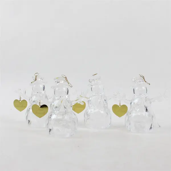 Lot of 4 Acrylic Snowman Figurines 2 Number 1 Mom Number 1 Grandma Best Friends