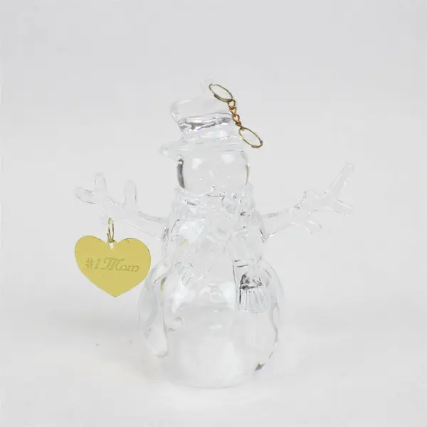 Lot of 4 Acrylic Snowman Figurines 2 Number 1 Mom Number 1 Grandma Best Friends