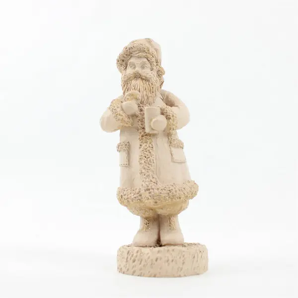 Rustic Father Christmas Resin Figurine Light Brown 6 in Holiday Decor