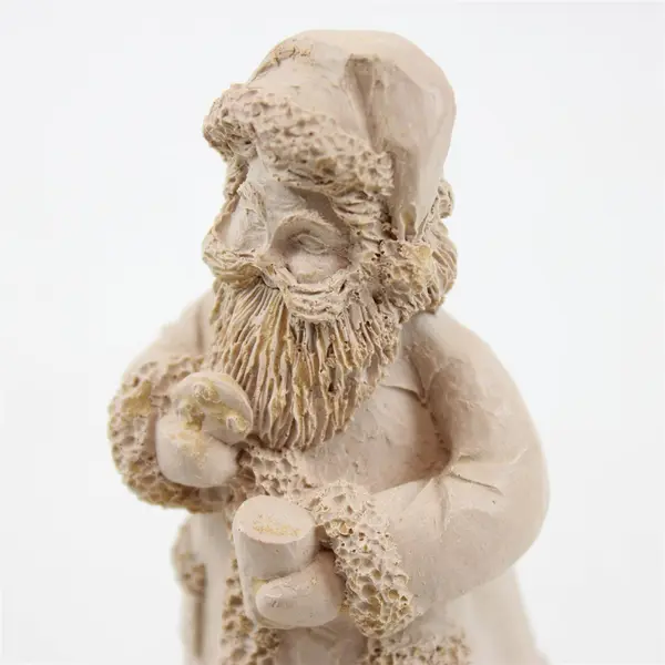 Rustic Father Christmas Resin Figurine Light Brown 6 in Holiday Decor