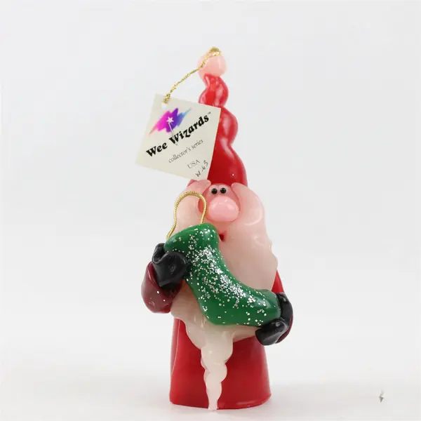 Vintage Northern Lights Wee Wizards Santa & Stocking Candle - Holiday New