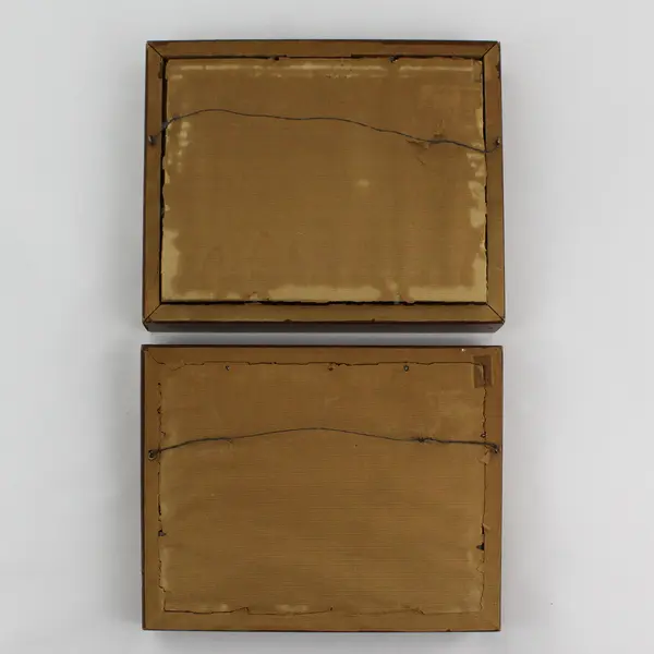 Lot of 2 E Melvin Bolstad Framed Folk Art Prints: Rapid Transit and C&P w/Hanger