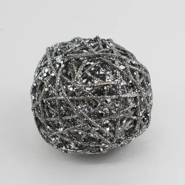 Set Of 3 Unbranded Blue White Glitter Home Decor Balls/Orbs 4.25" Diameter