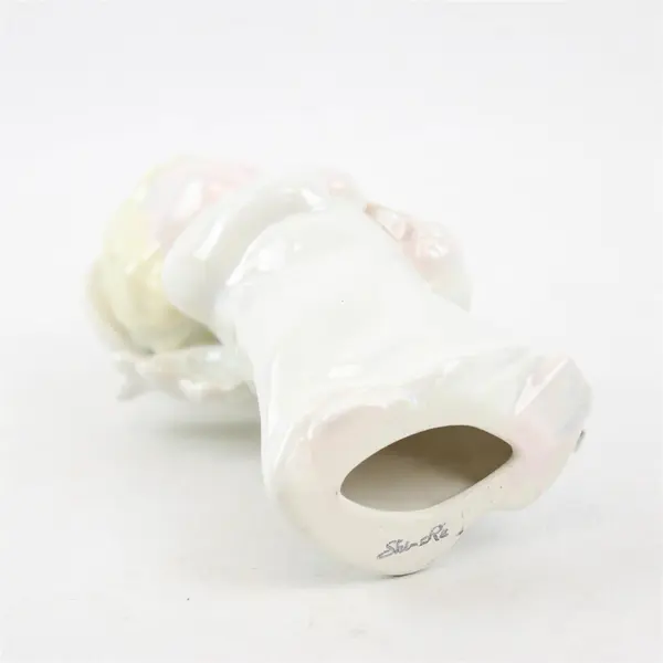 Vintage White Porcelain Singing Angel with Harp Figurine 6.75 in