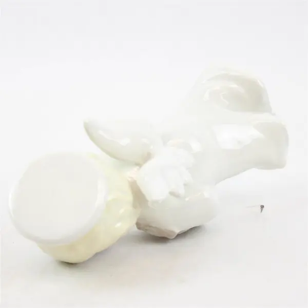 Vintage White Porcelain Singing Angel with Harp Figurine 6.75 in