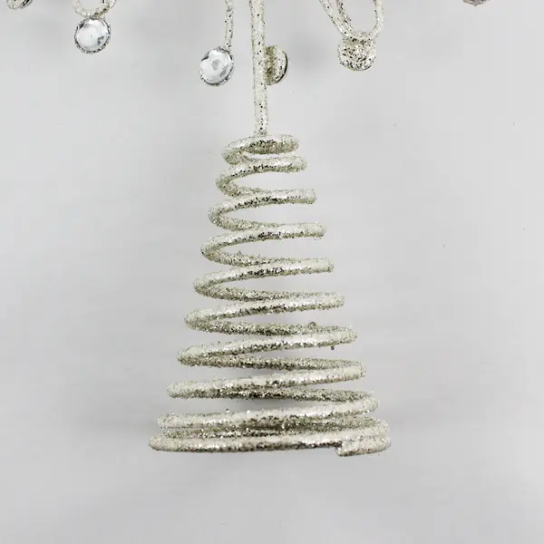 Unbranded White Glitter Bedazzled Metal  Snowflake Tree Topper 14" Tall 10" Wide