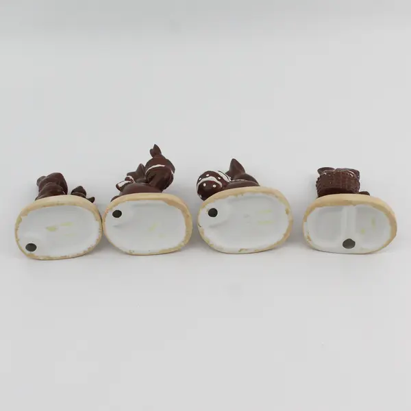 Lot of 4 Faux Chocolate Decorative Easter Bunny Rabbits on Stand, 4.8" Tall 