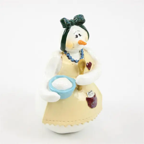 New Donna Little Enesco 1998 Snowman Figurine Baking Mixing Bowl Kitchen