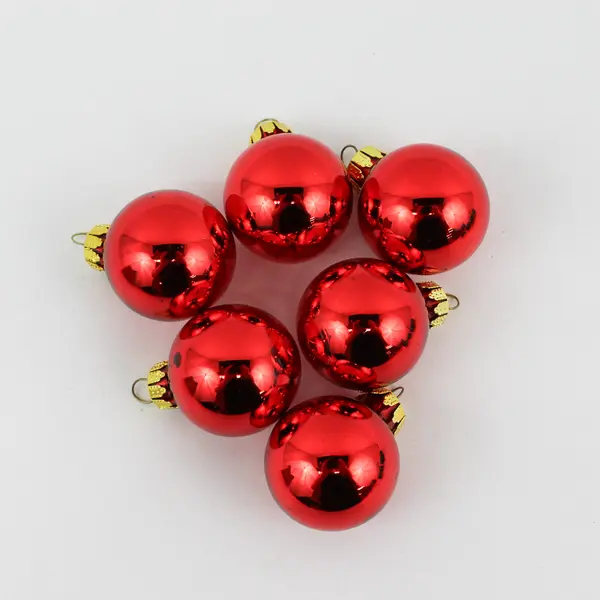 Set Of 12 Unbranded Small Glass Hanging Ornament Balls 2" Diameter 6 Red 6 Green