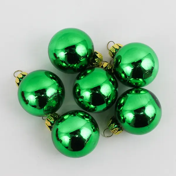 Set Of 12 Unbranded Small Glass Hanging Ornament Balls 2" Diameter 6 Red 6 Green