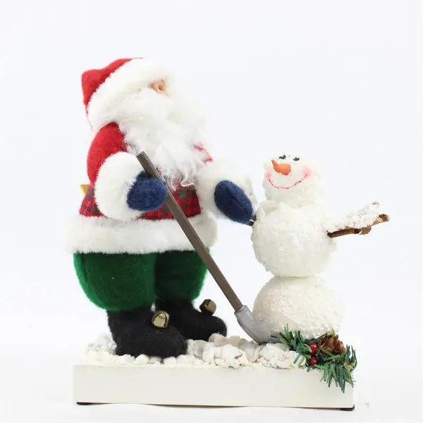 Enesco Santa with Shovel & Snowman Figurine 8in Holiday Collectible New