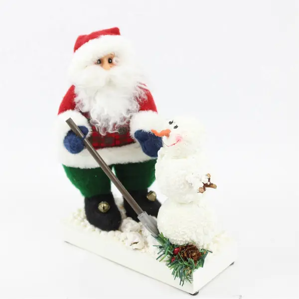 Enesco Santa with Shovel & Snowman Figurine 8in Holiday Collectible New