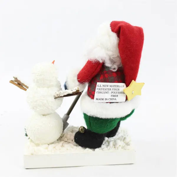 Enesco Santa with Shovel & Snowman Figurine 8in Holiday Collectible New