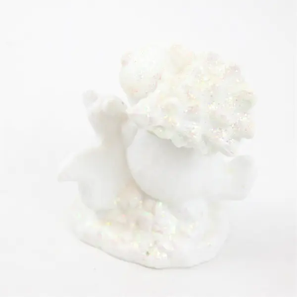 White Ceramic Glitter Snowman Figurine Carrying Tree w/ Squirrel - New
