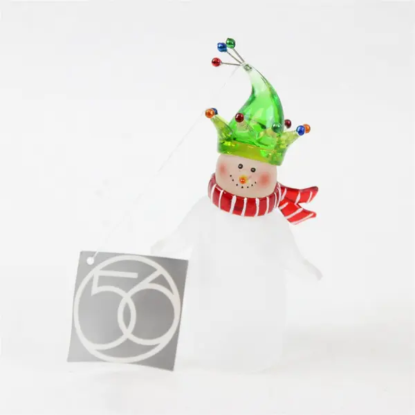 Department 56 Acrylic Frosted Snowman with Christmas Tree Hat 56.49251